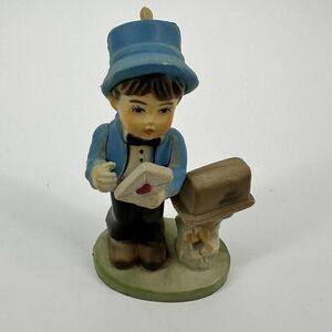 Vintage Kurt S Adler Plastic Hummel Like Christmas Ornament Little Boy w/ Letter